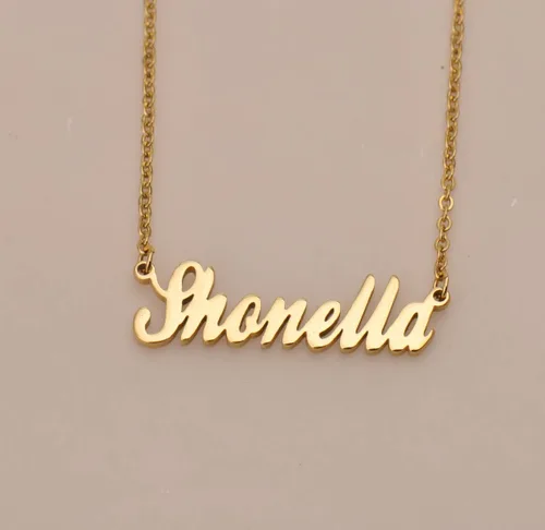 Miniatura 2 de HUAN XUN Collar personalizado con nombre de oro en plata dorada para mujer