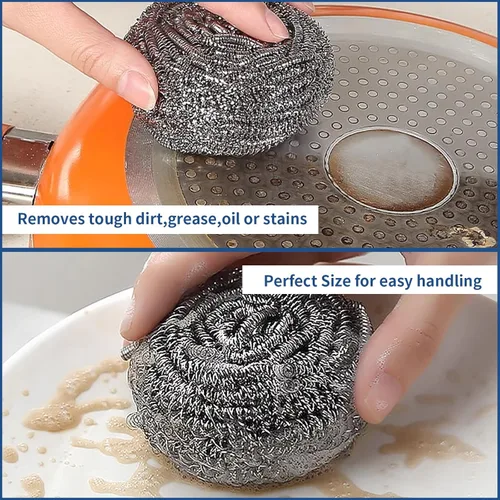 Miniatura 5 de Esponjas de fregado de acero inoxidable para fregar, sartén limpia y lana de acero para cocina y baño (10 unidades de depurador de metal)