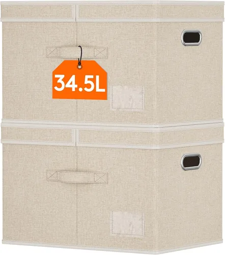 Lifewit Contenedores de almacenamiento de ropa con tapas, cajas de almacenamiento plegables de tela con asas, organizador decorativo de armario,
