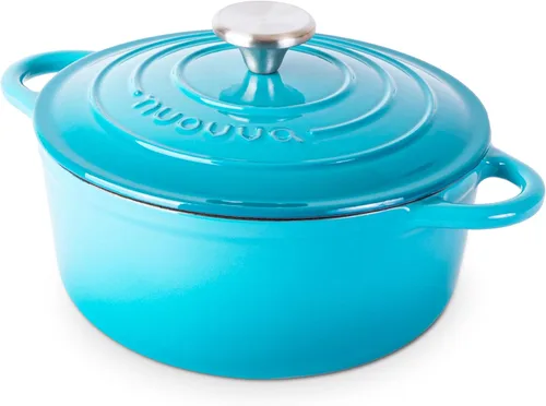 Miniatura 41 de Nuovva Olla Holandesa de Hierro Fundido Esmaltado con Tapa – Cazuela Antiadherente de 6.4 Cuartos – Resistente y Apta para Horno hasta 500°F