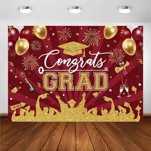 Miniatura 14 de Avezano Fondo de graduación Congrats Grad, decoraciones de fiesta de graduación de clase de 2026, fondo de sesión de fotos, felicitaciones