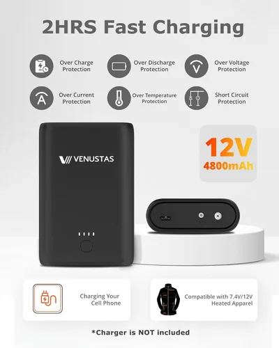 Miniatura 4 de Venustas 12V Men's Dual-Control Heated Canvas Jacket with Battery, Winter Heated Work Jacket, Electirc Heated Hoodie Jacket