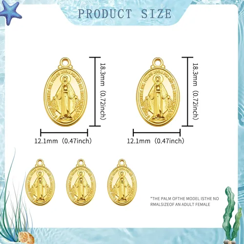 Miniatura 2 de 60 dijes ovalados de metal de Cruz del Perdon Católica Virgen De Guadalupe religiosos Medalla De La Virgen Milagrosa para hacer collares, pulseras