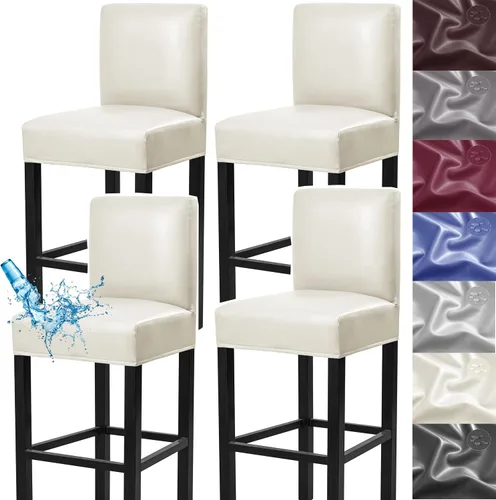 Miniatura 8 de Fundas para taburetes de bar, paquete de 2 fundas elásticas impermeables de poliuretano con respaldo, fundas extraíbles para taburetes de bar