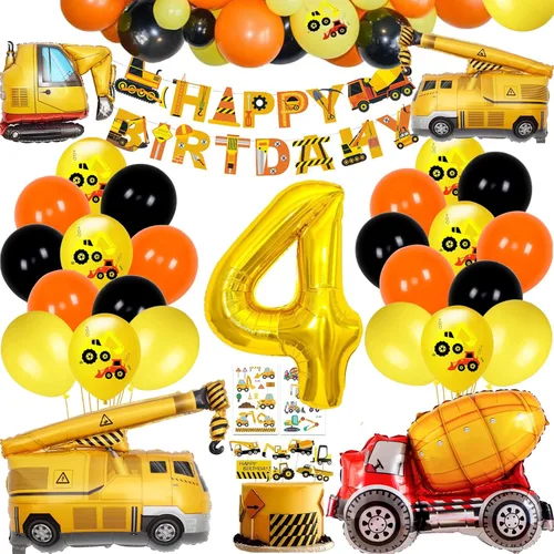Miniatura 10 de Suministros de Cumpleaños de Construcción para Niños de 2 Años - Kit de Guirnalda de Globos para Decoraciones de Fiesta de Cuarentena