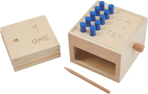 Adena Montessori Juguetes Juego de clavijas de madera para contar del 1 al 10 con números, caja de clavijas y clavijas de volcar – Juguete educativo