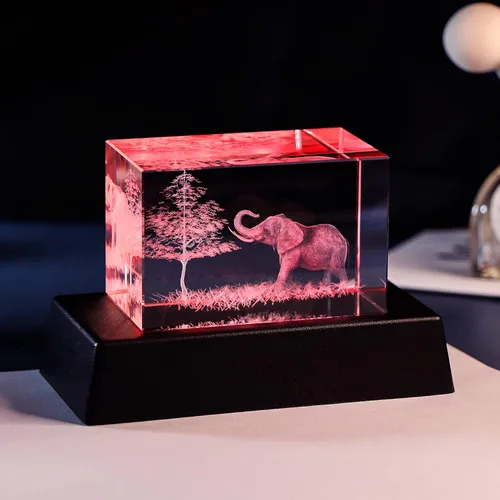 Miniatura 6 de Qianwei Figuras de elefante de cristal 3D Decoración Artículos de colección Estatua de regalo para amantes de los elefantes, regalos del día