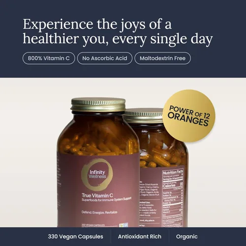 Miniatura 5 de Infinity-C Cápsulas orgánicas de vitamina C, VIT C biodisponibles de Acerola, Camu Camu y Amla, alimentos integrales de vitamina C de 1000 mg