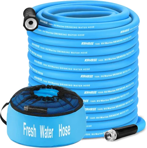 Miniatura 13 de Kohree Manguera de agua para autocaravana de 5/8 pulgadas x 15 pies, manguera de agua potable prémium con diseño sin torceduras, sin fugas, ligera