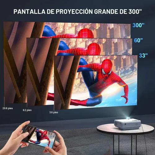 Miniatura 5 de FUDONI Proyector con WiFi 5G y Bluetooth, proyector de cine portátil Native 1080P 18000L para cine en casa al aire libre, altavoz integrado