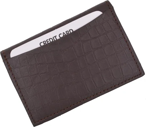 Miniatura 7 de Marshal Tarjetero de cuero RFID extensible para hombres y mujeres Marrón Croco