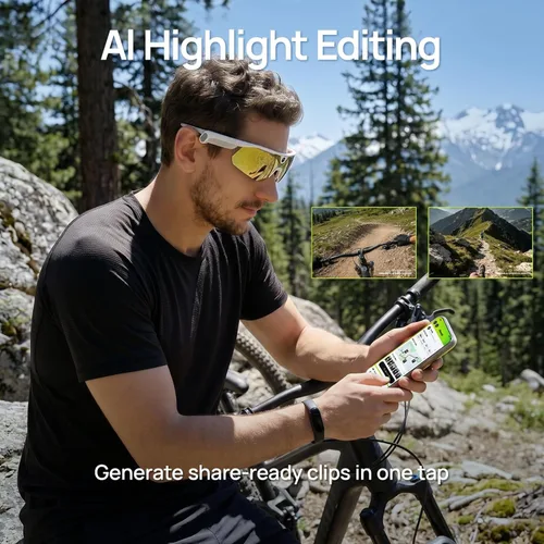 Miniatura 7 de Ranger AI - Lentes de cámara deportiva con lente Zeiss, cámara de 16 MP, grabación de video 3K, captura de fotos 4K, FOV de 120° con estabilización