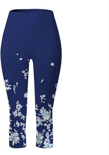 Miniatura 5 de Featur - Leggings de yoga recortados para mujer, cintura alta, pantalones capri elásticos con costuras de encaje, talla grande, pantalones