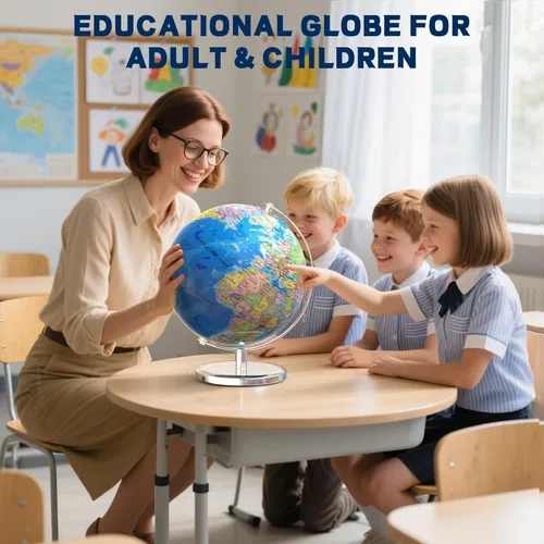 Miniatura 6 de Globo mundial grande de 13 pulgadas para adultos, globo educativo para niños, coloridos detalles de mapa del mundo HD para el aprendizaje