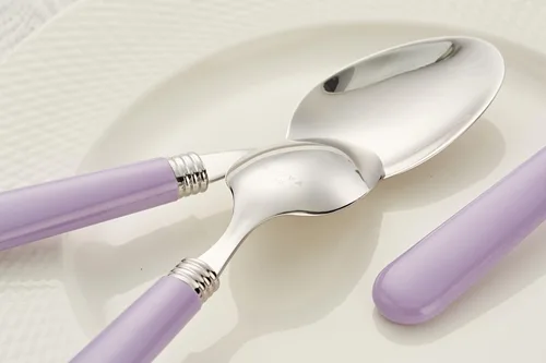 Miniatura 8 de ANNOVA Vajilla colorida de acero inoxidable, utensilios de cocina, incluye cuchillos, tenedores, cucharas, tenedores de ensalada y cucharas de Lila
