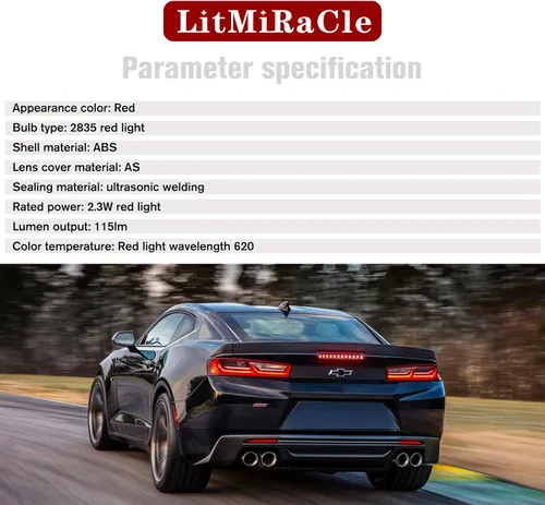 Miniatura 6 de Camaro LED 3ra Tercera Luz de Freno, Luz de Parada de Montaje Alto Central Trasera para Chevy Chevrolet Camaro Gen6 2016 2017 2018 2019 2020 (1PC)