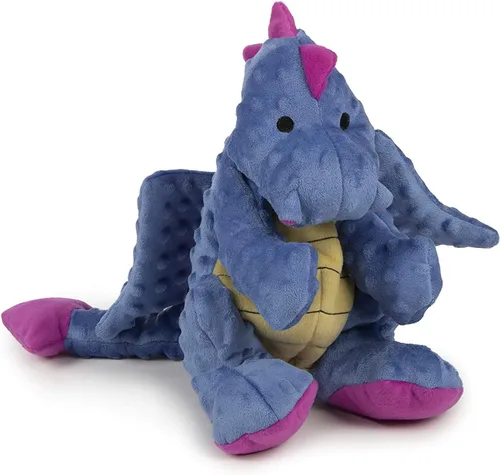Miniatura 21 de goDog - Juguete de dragón de peluche chirriante para perro, tecnología Chew Guard, color azul claro, tamaño pequeño