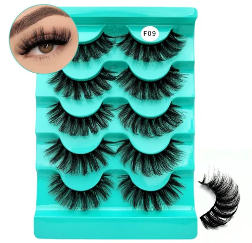 Miniatura 7 de Pestañas postizas de visón con volumen que parecen extensiones glamorosas y rizadas, paquete de 5 pares