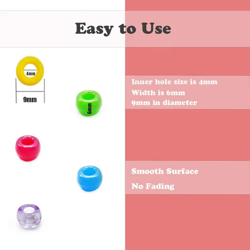 Miniatura 3 de Cuentas de pony, 4200 piezas, 28 colores, cuentas de plástico para hacer pulseras artesanales, cuentas para el cabello para trenzas, cuentas