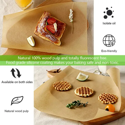 Miniatura 4 de QYH 100 hojas de papel pergamino para hornear, 8 x 12 pulgadas sin blanquear, papel pergamino precortado para hornear galletas, freír, freidora