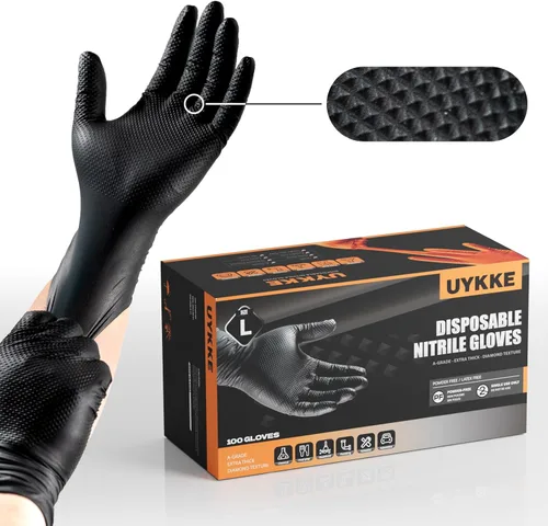 Guantes de nitrilo de 10 mil gruesos, guantes desechables industriales con textura de diamante, guante mecánico resistente, sin látex