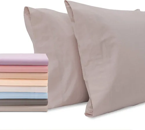 Miniatura 22 de Superity Linen Fundas de almohada de tamaño estándar, cerramiento abierto, paquete de 2, 100% algodón suave y cómodo, color azul