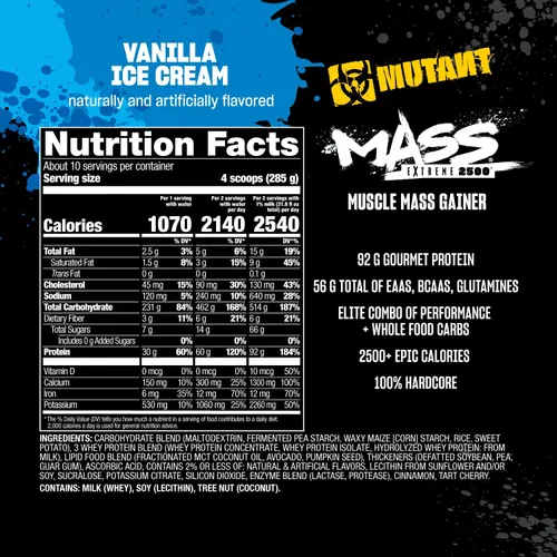 Miniatura 6 de Mutant Mass Extreme Gainer - Proteína de suero en polvo - Construye tamaño muscular y fuerza - Calorías limpias de alta densidad