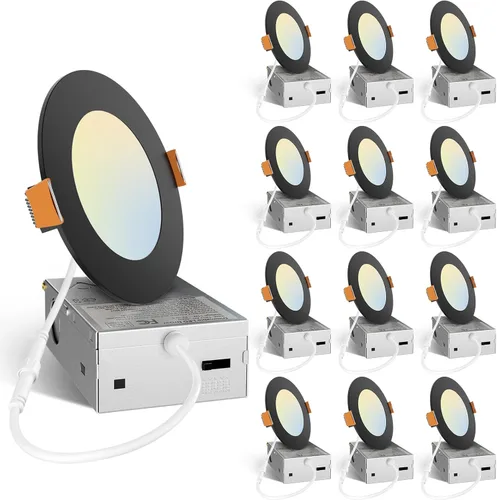 Miniatura 14 de Amico Paquete de 12 luces LED empotrables ultrafinas de 3 pulgadas 5CCT con caja de conexiones, 2700K/3000K/3500K/4000K/5000K seleccionable, 7W Eqv