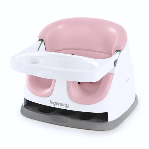 Ingenuity Asiento con base para bebé 2 en 1 con bandeja auto-guardable para alimentación y piso - Peonía