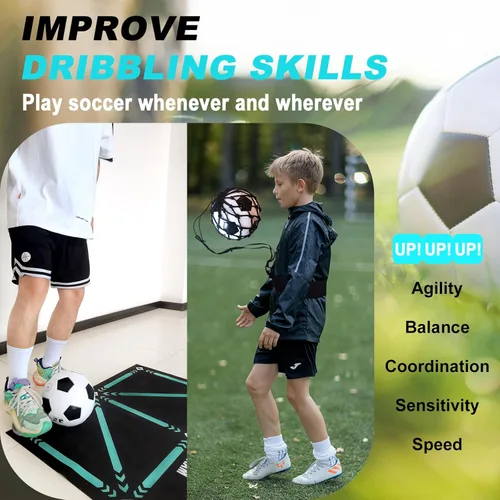 Miniatura 5 de Football Footstep Training Mat, Soccer Training Mat 35 * 24IN, Soccer Skills Training Equipment with Storage Bag and Soccer Return Trainer Net