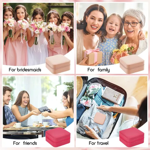 Miniatura 7 de Joyero de viaje de 6 piezas, organizador de joyas, pequeño joyero, cajas de regalo de dama de honor, mini organizador de almacenamiento, caja