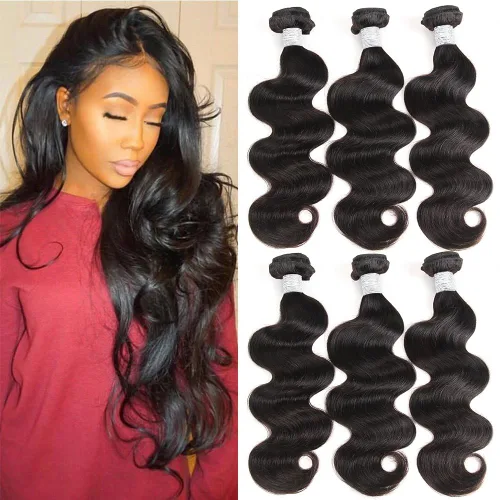 Wingirl Mechones de cabello humano brasileño ondulado 3 paquetes de doble trama 10A