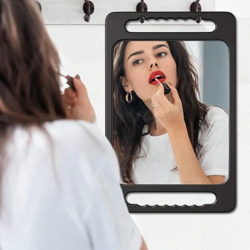 Miniatura 7 de TASALON - Espejo de mano irrompible con doble mango - Espejo de mano grande de diseño de barbero para salón de cabello y belleza - Espejo de mano