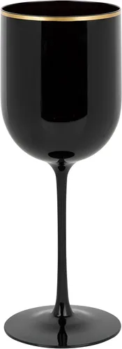 Miniatura 4 de PLASTICPRO Juego de 5 copas de vino de plástico con borde dorado, elegantes copas de vino de plástico duro en tallo de 12 onzas