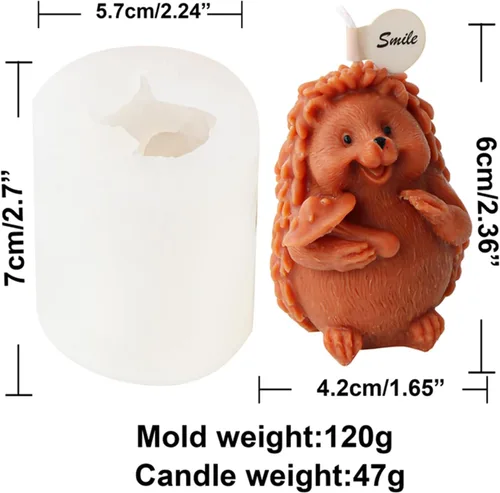 Miniatura 4 de Moldes de silicona para velas (paquete de 2 velas de erizo)