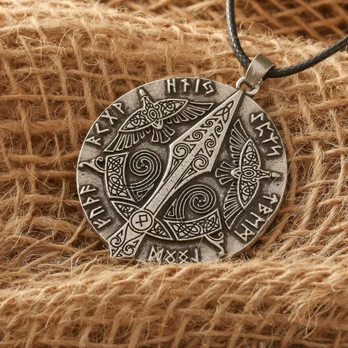 Miniatura 5 de HAQUIL Collar con colgante de amuleto de símbolo antiguo vikingo, regalo de joyería nórdica para hombres