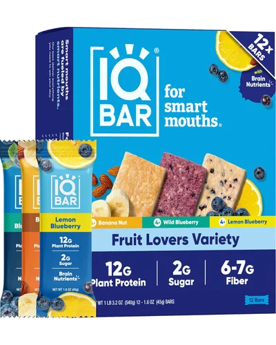 Miniatura 19 de IQBAR - Barras de proteínas para el cerebro y el cuerpo a base de plantas - Banana y nuez - 24 unidades - Keto, veganas, bajas en carbohidratos