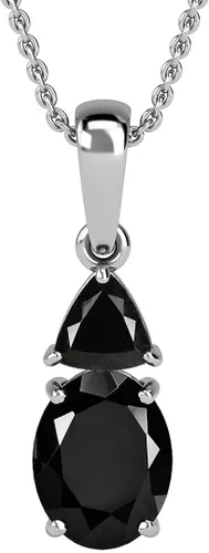 Shop LC - Collar con colgante negro para mujer chapado en platino plata de ley 925 cadena única de 20 pulgadas No es una piedra preciosa