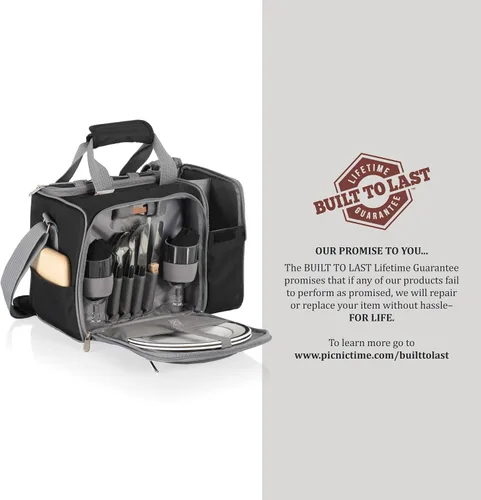 Miniatura 8 de PICNIC TIME Malibu - Enfriador de cesta de picnic, bolsa de almuerzo de servicio completo para 2, bolsa nevera moderna y fácil de llevar, bolsa