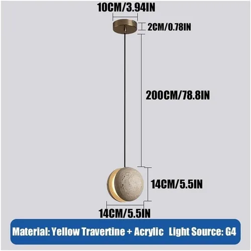 Miniatura 6 de Lámpara colgante de travertino amarillo nórdico pequeño, lámparas colgantes modernas, lámpara de globo simple con pantalla acrílica para cocina