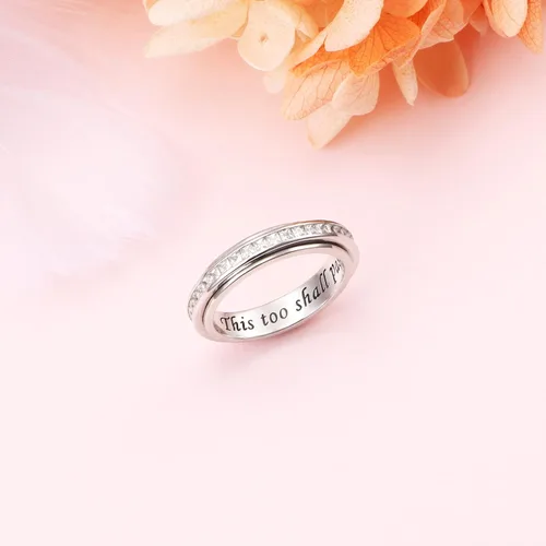 Miniatura 3 de Anillos giratorios de plata de ley S925 para ansiedad, preocupación, aliviar el aburrimiento, TDAH, autismo, banda para mujeres y adolescentes