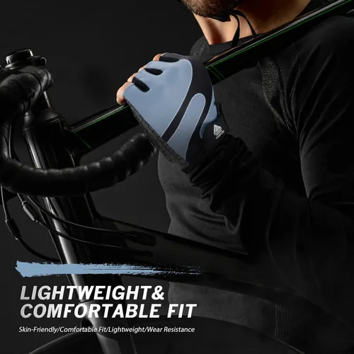 Miniatura 6 de Guantes de bicicleta para hombres y mujeres con almohadilla antideslizante que absorbe los golpes, guantes de ciclismo ligeros de medio dedo