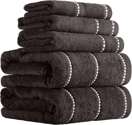 Miniatura 13 de Lavish Home Juego de toallas de 6 piezas, 100% algodón de 525 GSM, artículos esenciales de baño con 2 toallas de baño, 2 toallas de mano y 2 paños