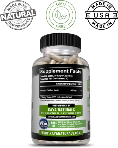 Miniatura 3 de Kaya Naturals Extracto de hoja de moringa – Suplemento completo de superalimento de verduras – Moringa de árbol milagroso puro – Aumenta la energía