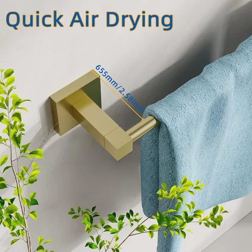 Miniatura 4 de RUACQ Barra para toallas de 18 pulgadas, Soportes para toallas para baño, Soporte para toallas de acero inoxidable 304 montado en la pared, Barra