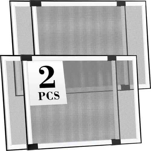 Lounsweer - 2 piezas de mosquitero ajustable, deslizable y expansible con marco de aluminio para casa (21 - 38.6 pulgadas de ancho x 15 pulgadas de
