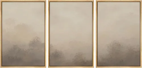 Miniatura 165 de SIGNWIN Lienzo enmarcado para pared, arte con pinceladas de flujo neutro en tonos beige abstractos, ilustraciones, arte moderno, decorativo