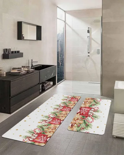 Miniatura 2 de Tapete de baño de Feliz Navidad, antideslizante, de secado rápido y absorbente, tierra de diatomeas, fregadero, dormitorio, cocina, lavable