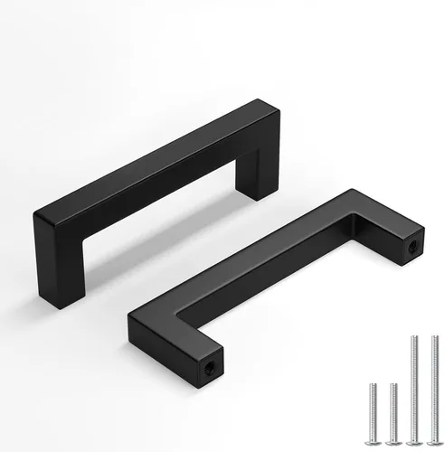 homdiy Paquete de 1 tirador de gabinete negro mate de 3 pulgadas, manijas de cajón de acero inoxidable, manijas de cajón de acero inoxidable,