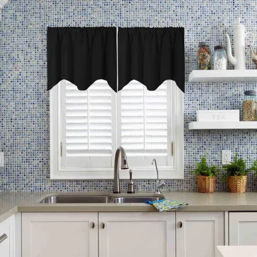 Miniatura 12 de Cenefa Blanco Puro Paquete de 2 - Cortinas de Liquidación para Sala de Estar, Baño y Dormitorio - Estilo Granja Festoneado, 18 Pulgadas de Largo